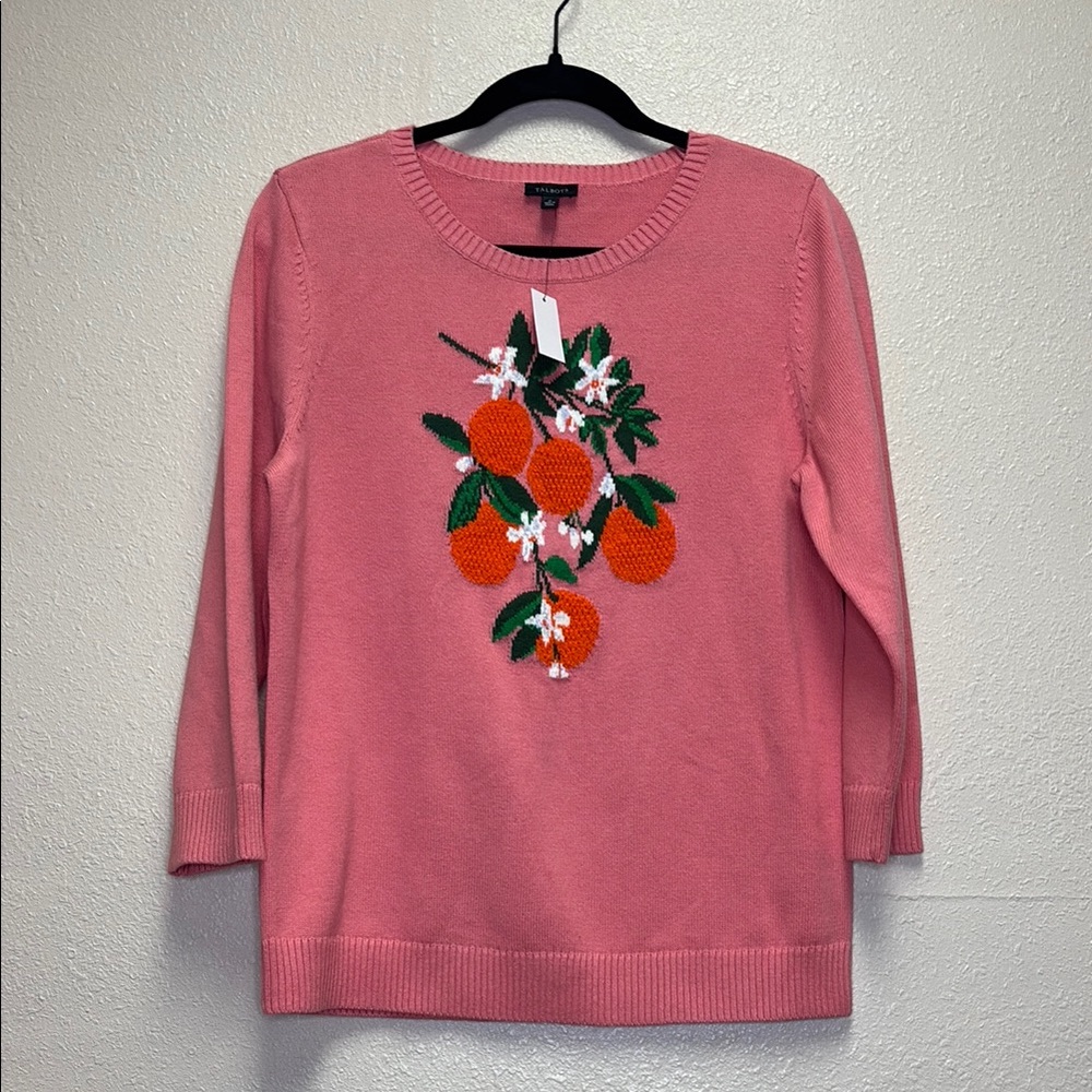 Talbots NWT BOLD ORANGES CREWNECK PULLOVER Woman’s Size M